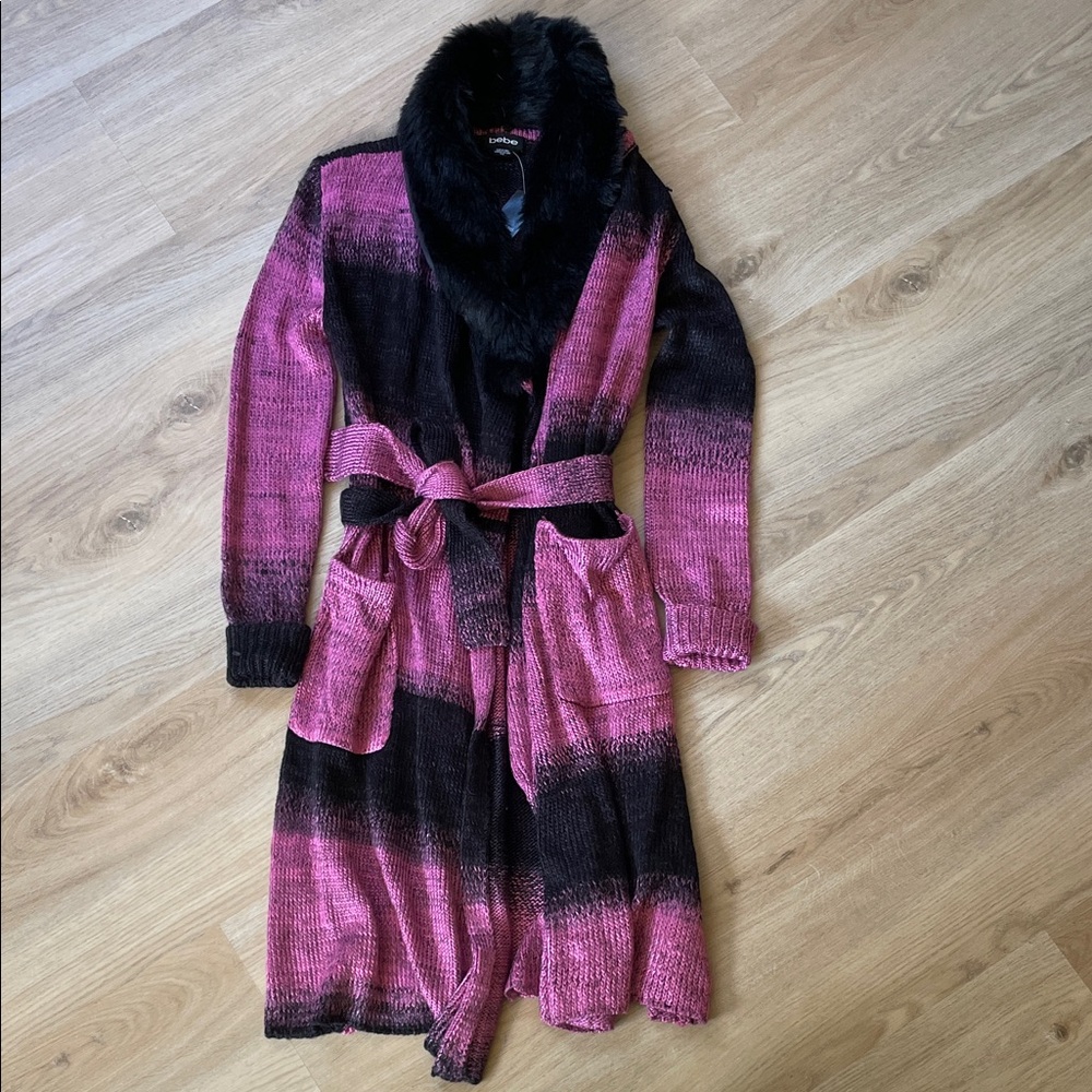 Bebe Pink & Black Sweater NWT Size M